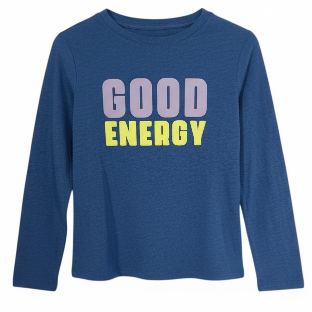 Cat & Jack Boys’ Blue Long Sleeve Tee Good Energy S (6-7) Nwt